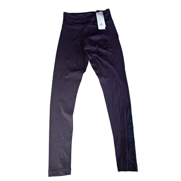 NEW Adidas Leggings Tight Fit High Waist Full Length Burgundy Purple XS 3200 - Picture 1 of 10